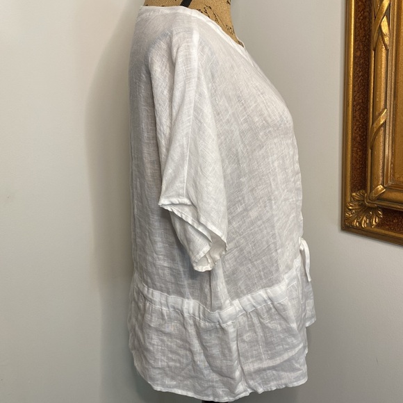 New Cloth & Stone Linen Top White Size Small Short Sleeve Relaxed Fit Women - Picture 3 of 10